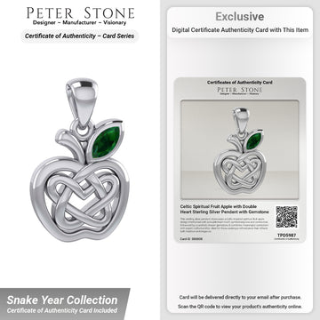 Celtic Spiritual Fruit Apple with Double Heart Sterling Silver Pendant with Gemstone TPD5987